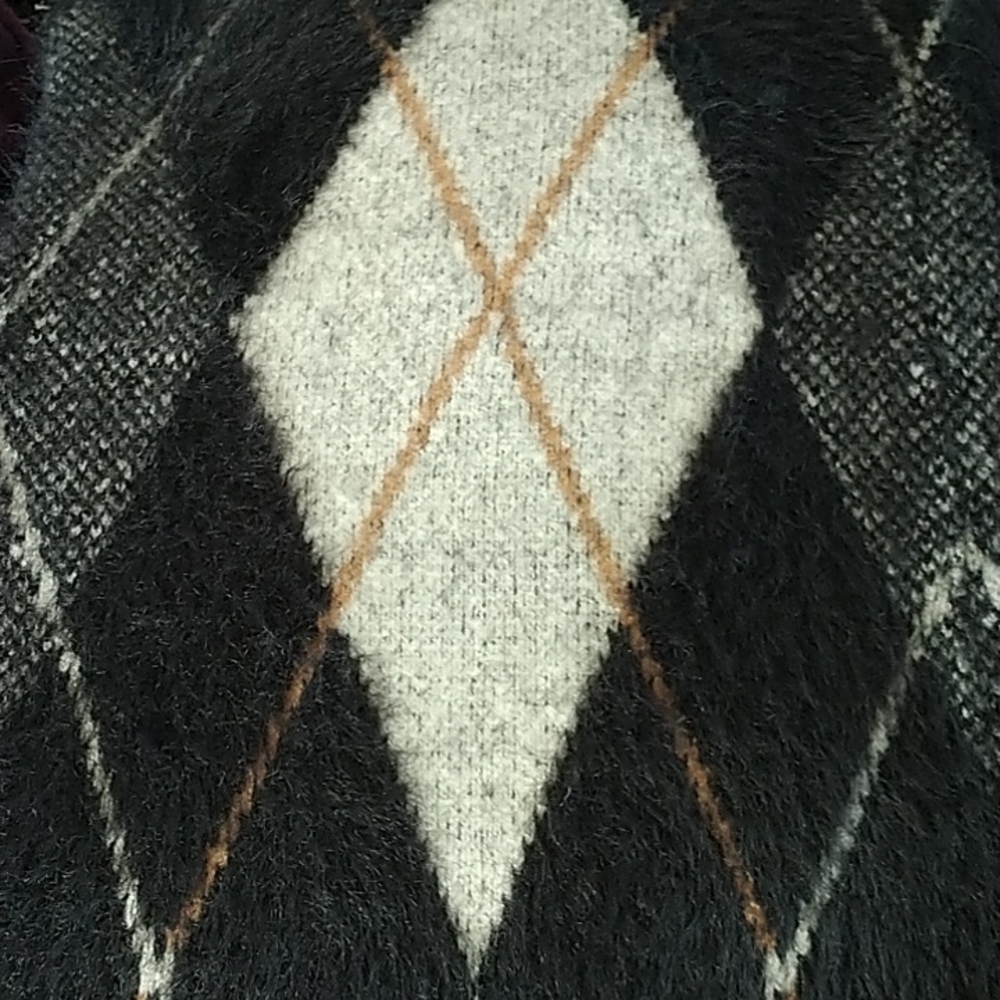 Marled Argyle Grey/Black Sweater Coat Jacket sz S - Picture 12 of 12